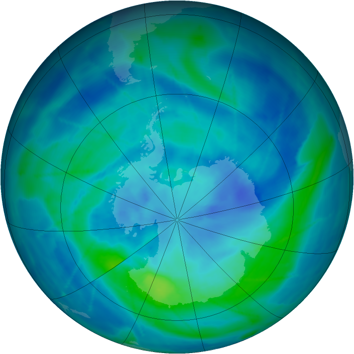 Antarctic ozone map for 16 March 2009
